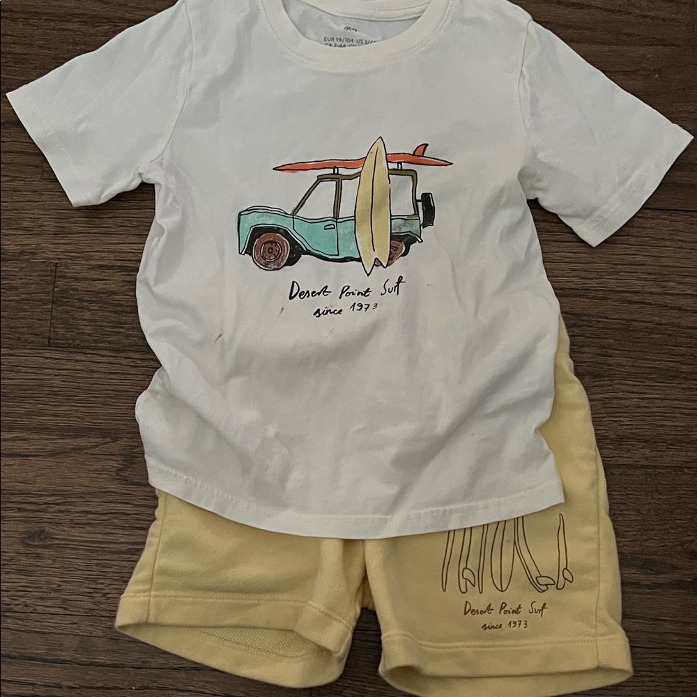 H&M White and Yellow Kids Matching Set